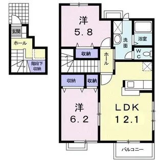 サンライズ新名B【2階】の間取り