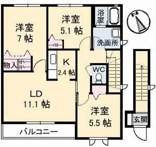 クレシェンドK【2階】の間取り