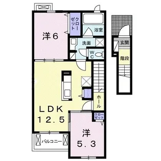 フェリーチェ六条B【2階】の間取り