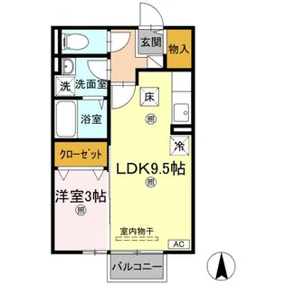 フォンターナ伏石 B棟【B102号室】の間取り