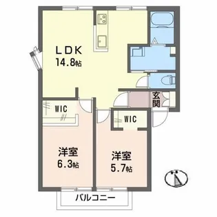 ヴィラ橋本 B棟【2階】の間取り
