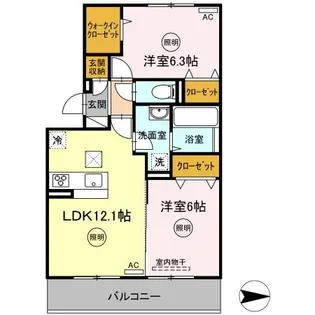 メゾン勝賀 B棟【1階】の間取り