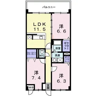 オーブ木太【3階】の間取り