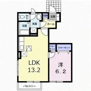 オーブリー松ノ内【1階】の間取り