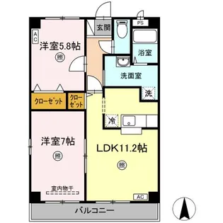 ウィルコート・伏石 C棟【2階】の間取り