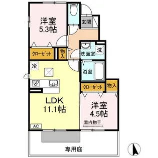 サンシャイン前田 A棟【A102号室】の間取り