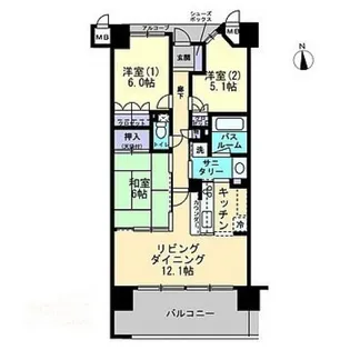 アルファステイツ三条Ⅱ【302号室】の間取り