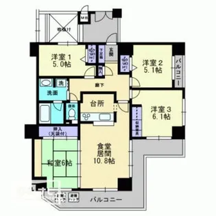 アルファガーデン錦町Ⅱ【504号室】の間取り