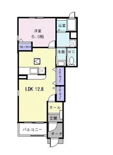 フラット ハイム D【1階】の間取り