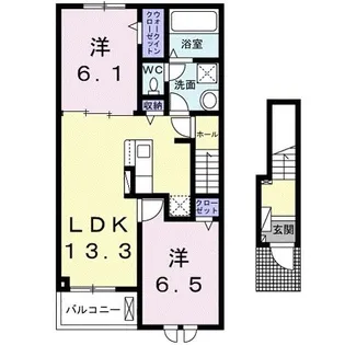 ハイツ ムジークB【2階】の間取り