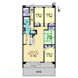 アルファステイツ屋島西町【103号室】の間取り