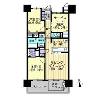 ロイヤルガーデン桜町レジデンス【8階】の間取り