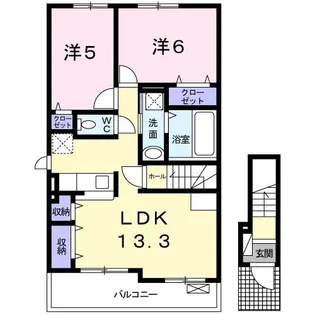 ルーベル土器西A【2階】の間取り