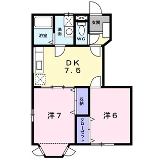 フラット・ハイムB【1階】の間取り