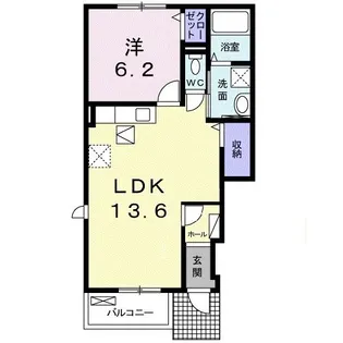 ラブ・ラ・ドールA【1階】の間取り