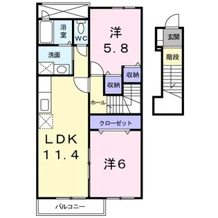 福島コーポラスⅣ【2階】の間取り