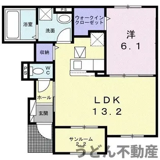 エスポワール谷町 B【102号室】の間取り