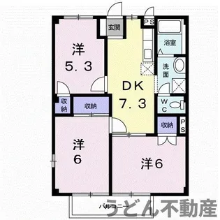 ニューシティアルルA【1階】の間取り