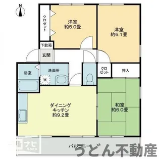 FO トロワ木太B【B301号室】の間取り