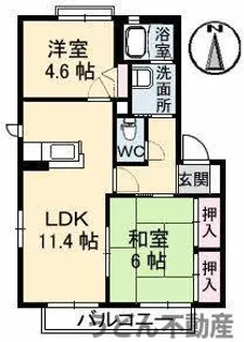 シャーメゾン B棟【202号室】の間取り