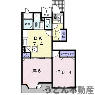 スウィート・オブ・ハートA【1階】の間取り