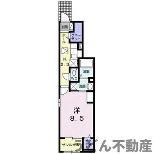 ル ボヌール三木Ⅲ【1階】の間取り