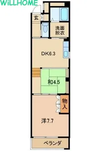 ヤマイチプラザ吉田Ⅱ【401号室】の間取り