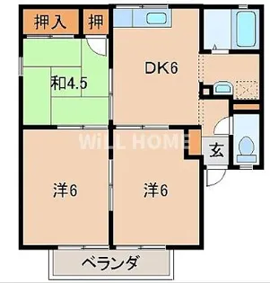 和歌山県和歌山市園部【アパート】の間取り