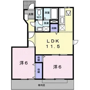 カーサ・エスト内原【1階】の間取り