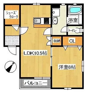 ラコリーヌ B【202号室】の間取り
