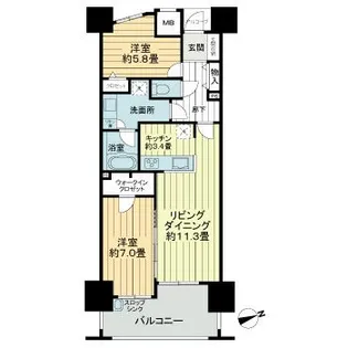 ライオンズ六ッ門サンリヤンタワー【1206号号室】の間取り