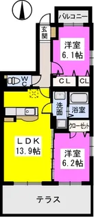 ブラウレーヘン東合川【101号号室】の間取り