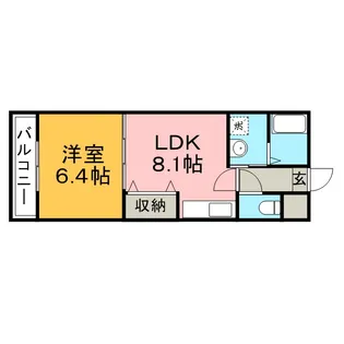 アムールLis Blanc(リスブラン)【203号号室】の間取り