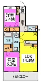 ソレアード【402号号室】の間取り
