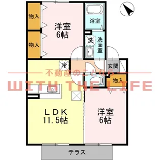 サンライフ樟の實(クスノミ)【A102号号室】の間取り