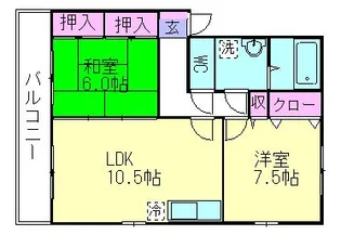 ヴィルヌーブ東櫛原【205号号室】の間取り