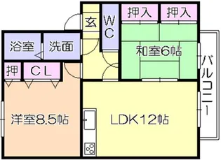 ハイネス迎野【101号号室】の間取り