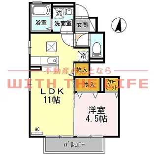 ヴィルヌーブ参番館【105号号室】の間取り