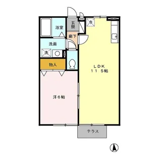 アンプルール【A108号室】の間取り