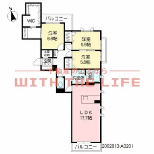 ベレオ合川【201号号室】の間取り