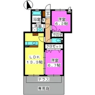 レジデンス・グリンダ【102号号室】の間取り