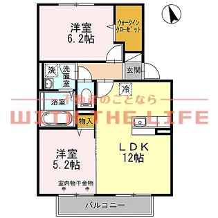 ウィズテリア【A202号号室】の間取り
