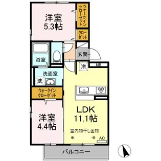 オッツ梅満Ⅱ【B305号号室】の間取り