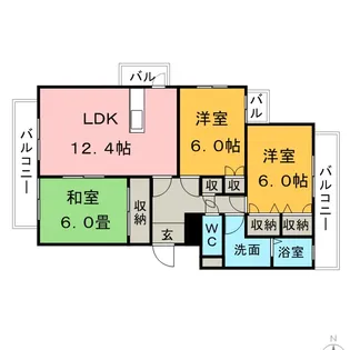 ルミエール合川【402号号室】の間取り