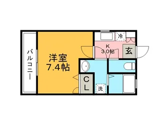 クレフラスト久留米大【A102号号室】の間取り