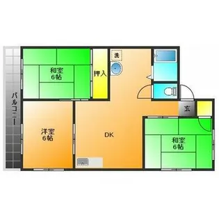 エコール荒木【101号号室】の間取り
