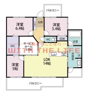 グランディアソラーレ久留米中央【1001号号室】の間取り