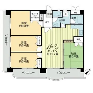 ライオンズマンション久留米プラザ【3番館902号号室】の間取り