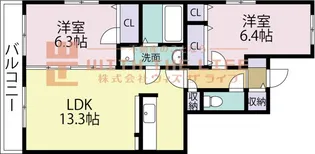 ベルソレイユ【Ⅰ201号号室】の間取り