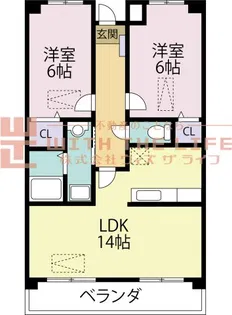 ルネス津福【104号号室】の間取り